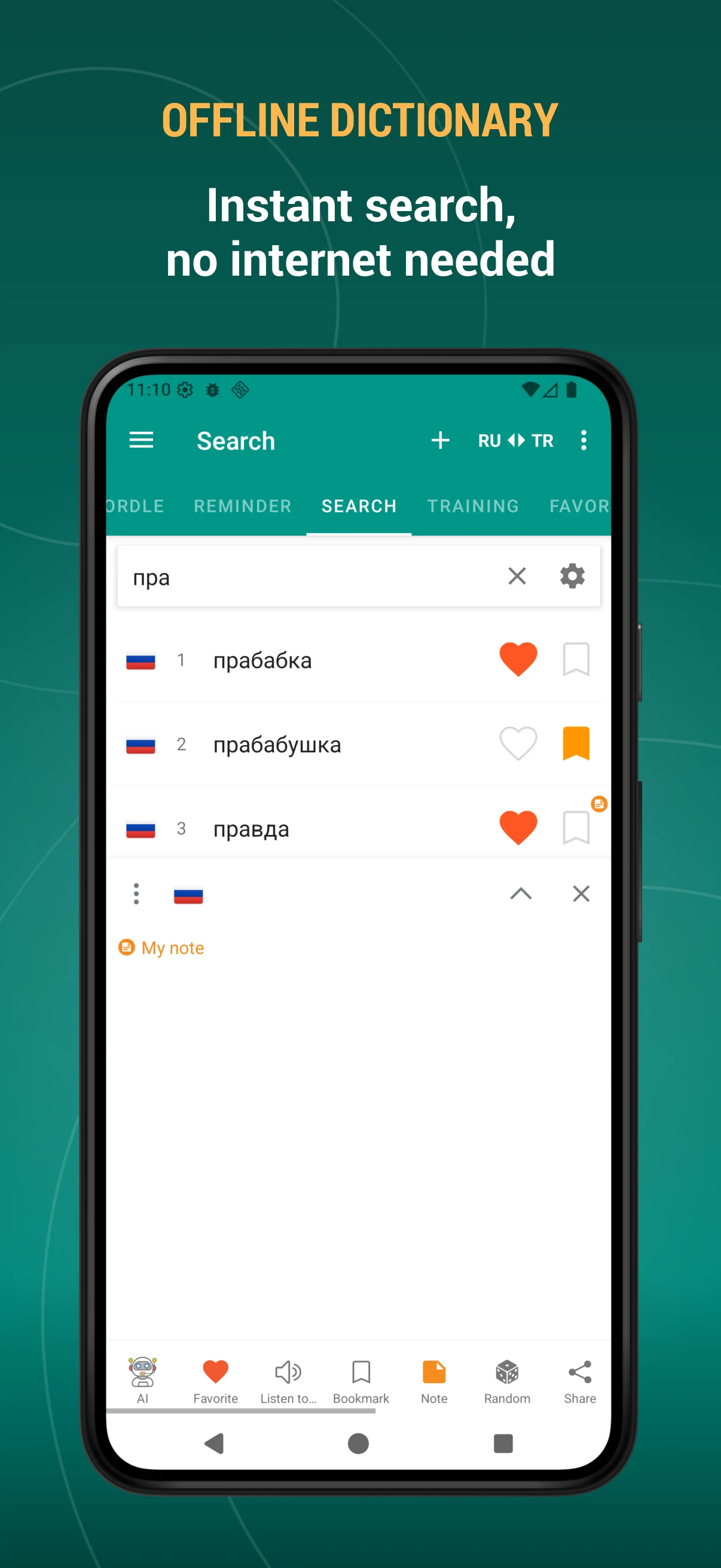 Russian Turkish Dictionary screenshot